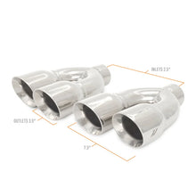Load image into Gallery viewer, Mishimoto Universal Steel Muffler Tip 2.5in Inlet Dual Y Polished - Detail View