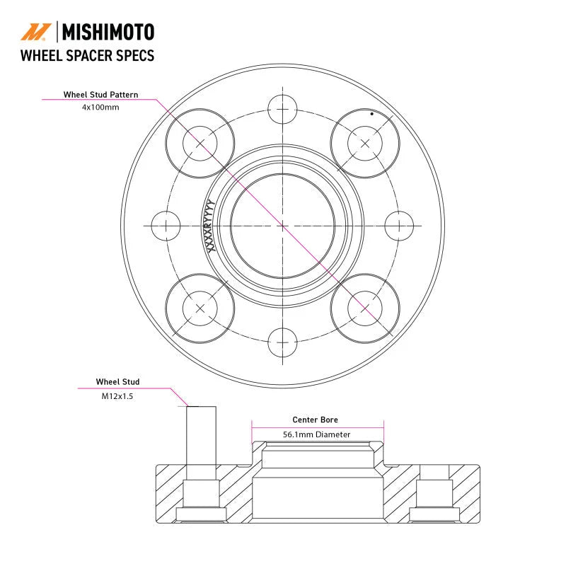 Mishimoto Wheel Spacers - 4x100 - 56.1 - 15 - M12 - Black - Additional View 5