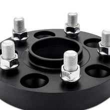 Load image into Gallery viewer, Mishimoto Wheel Spacers - 5x120 - 64.1 CB - M14 x1.5 - 25mm - BK - Installation View