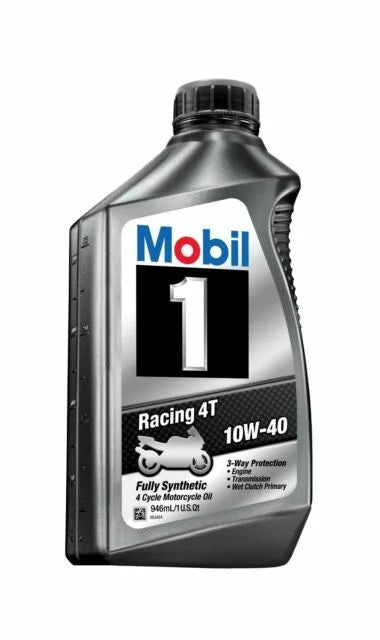 Mobil 1 10w40 Motorcycle Oil Case 6x1 Quart 124245 - Side View