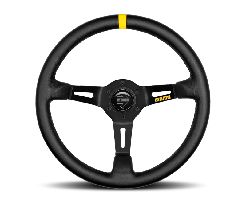 Momo MOD08 Steering Wheel 350 mm - Black Leather / Black Spokes / 1 Stripe