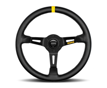 Load image into Gallery viewer, Momo MOD08 Steering Wheel 350 mm - Black Leather / Black Spokes / 1 Stripe
