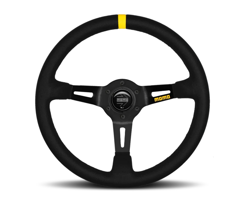 Momo MOD08 Steering Wheel 350 mm -  Black Suede/Black Spokes/1 Stripe