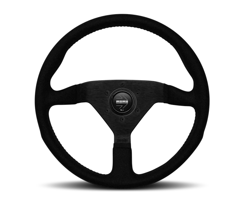 Momo Montecarlo Alcantara Steering Wheel 320 mm - Black/Black Stitch/Black Spokes
