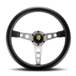 Load image into Gallery viewer, Momo Prototipo Steering Wheel 350 mm - Black Leather/Wht Stitch/Brshd Spokes