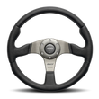 Load image into Gallery viewer, Momo Race Steering Wheel 350 mm - Black Leather/Anth Spokes
