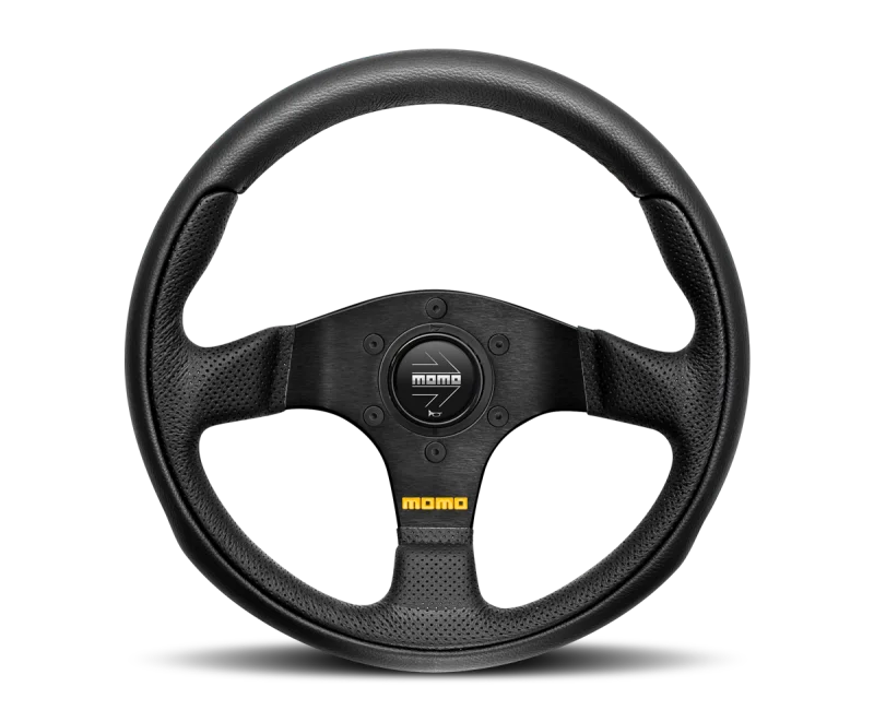 Momo Team Steering Wheel 300 mm - 4 Black Leather/Black Spokes
