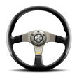 Load image into Gallery viewer, Momo Tuner Steering Wheel 350 mm - Black Leather/Red Stitch/Black Spokes - Main Product View