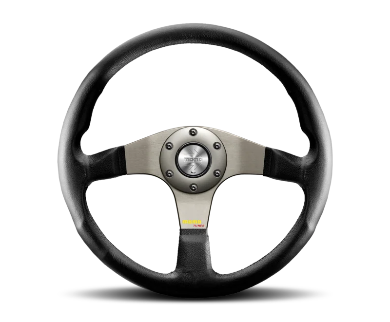 Momo Tuner Steering Wheel 350 mm - Black Leather/Red Stitch/Black Spokes - Main Product View