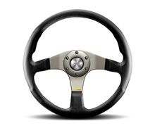 Load image into Gallery viewer, Momo Tuner Steering Wheel 350 mm - Black Leather/Red Stitch/Black Spokes - Main Product View