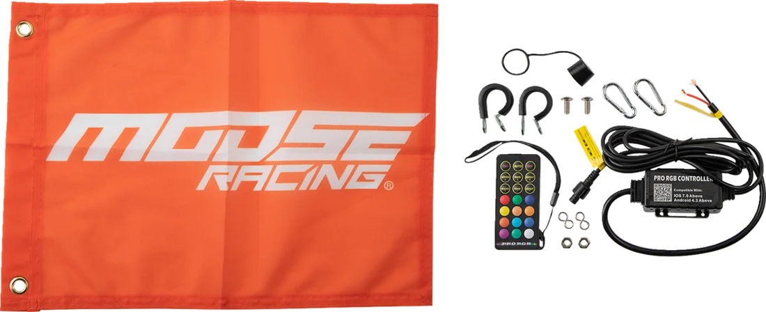 Moose Offroad 3' Whip Light - RGB - Black - Chase SB-CHSBTR-131PU - Back View