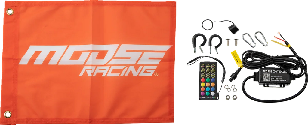 Moose Offroad 3' Whip Light - RGB - Black - Chase SB-CHSBTR-131PU - Back View