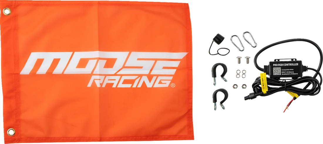 Moose Offroad 5' Whip Light - RGB - Black SB-RGBBT-151-PU - Side View