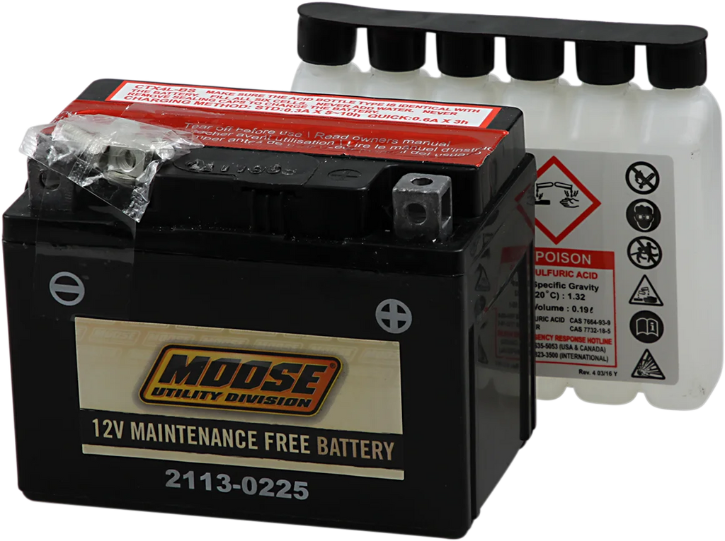 Moose Offroad AGM Battery - YTX4L-BS MTX4L-BS - Side View