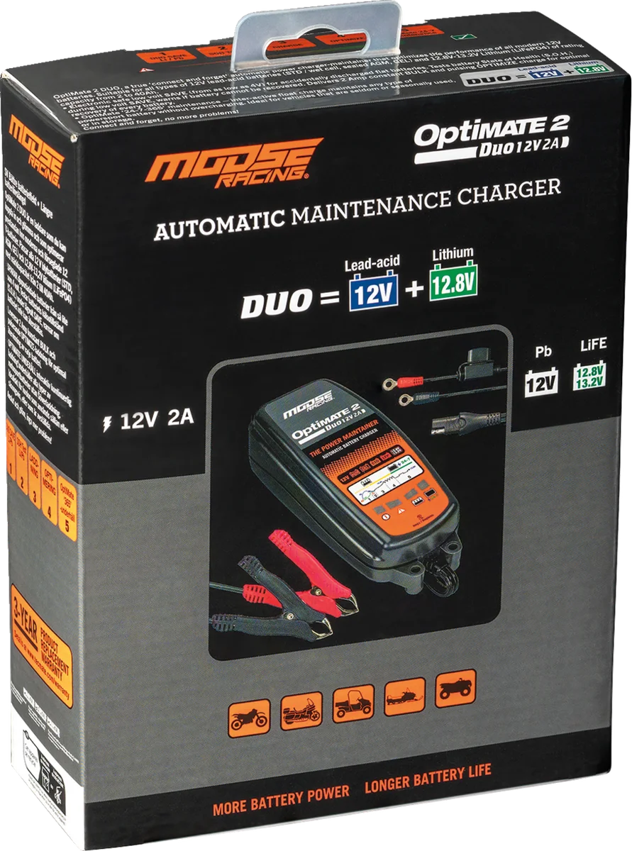 Moose Offroad Battery Charger/Maintainer - Optimate 2 Duo TM-555 - Installation View