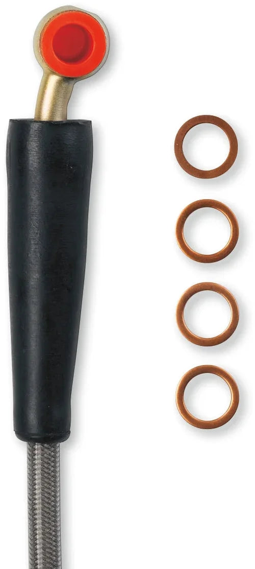 Moose Offroad Brake Line - Front - Stainless Steel - K02-1-046/P fits Kawasaki / Suzuki - Side View
