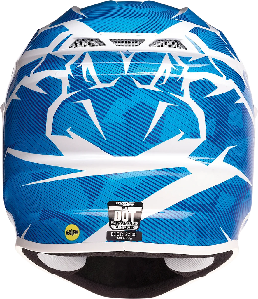 Moose Offroad F.I. Helmet - Agroid Camo - MIPS® - Blue/White - Small 0110-7767 - Back View