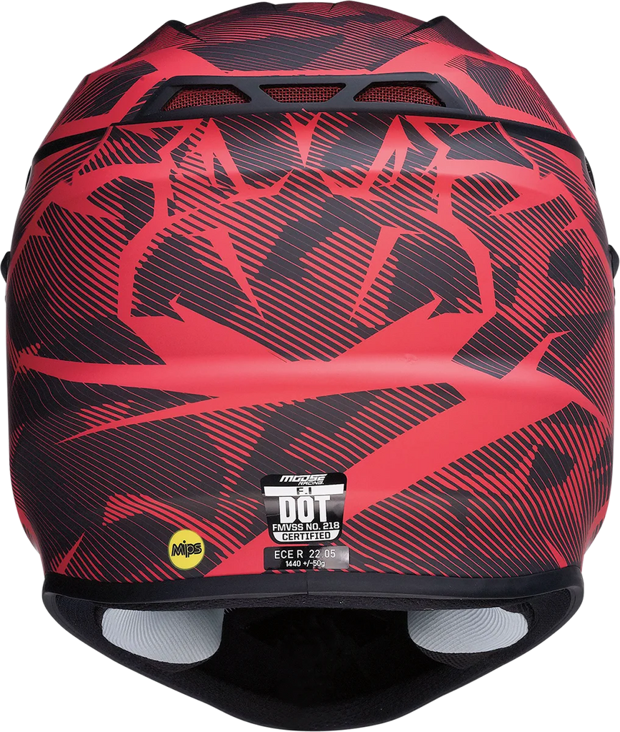 Moose Offroad F.I. Helmet - Agroid Camo - MIPS® - Red/Black - Medium 0110-7761 - Back View