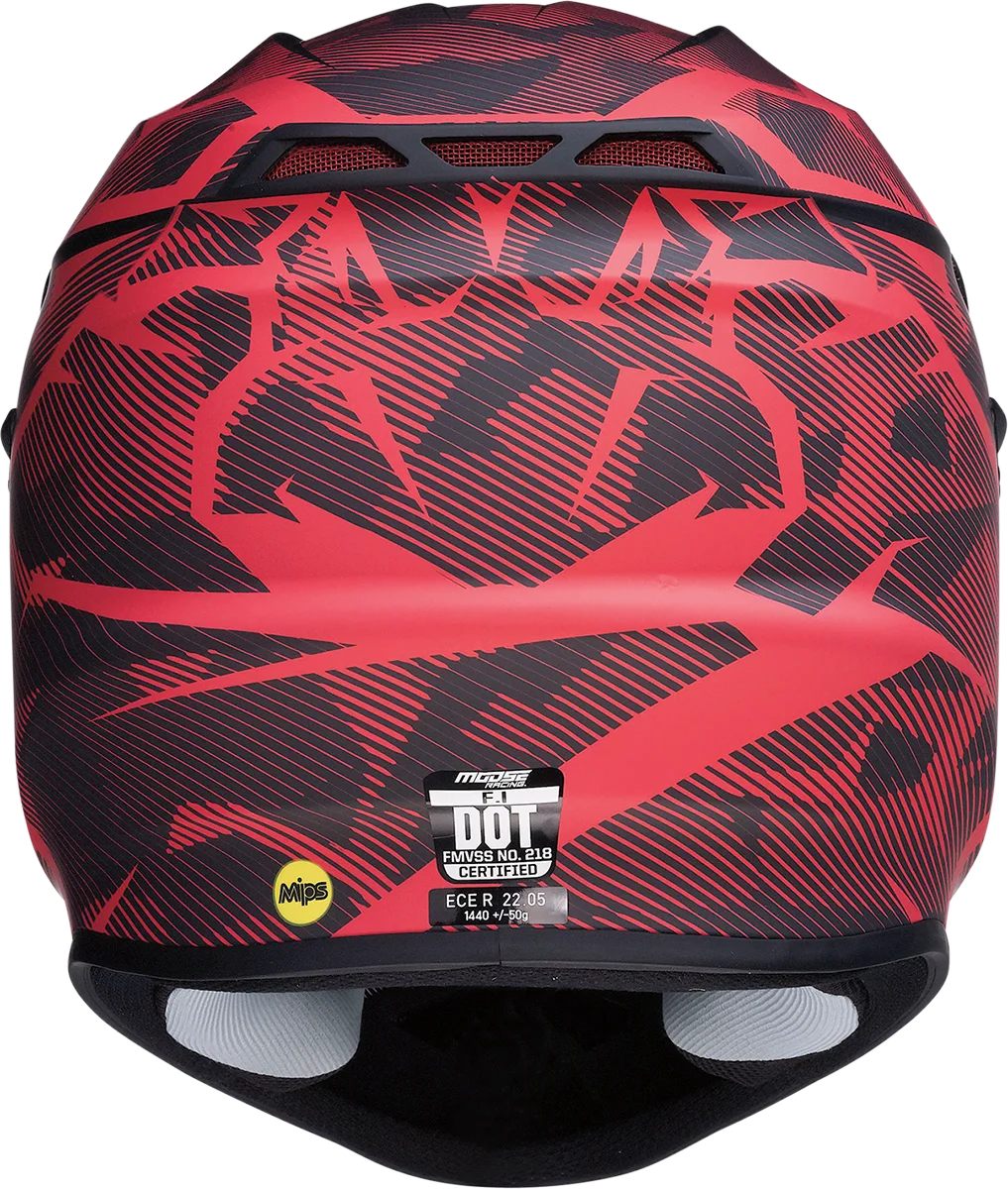 Moose Offroad F.I. Helmet - Agroid Camo - MIPS® - Red/Black - Small 0110-7760 - Back View
