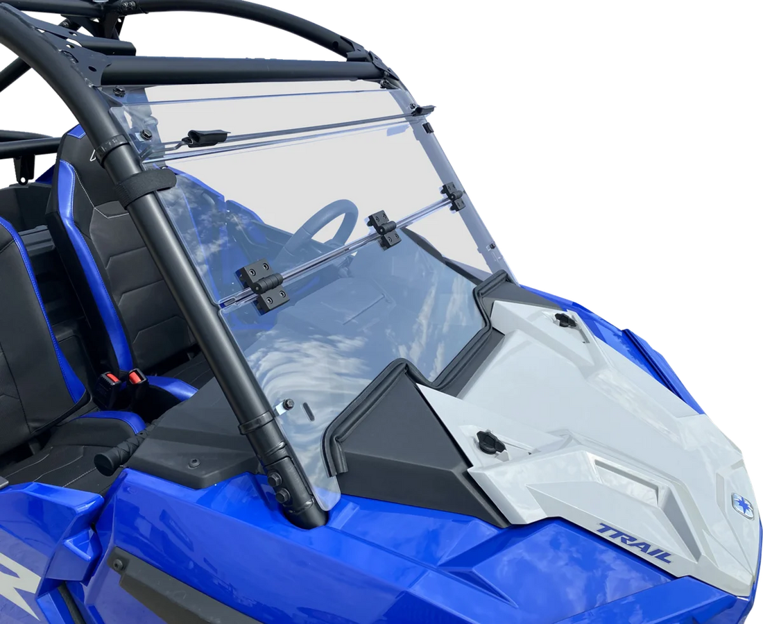 Moose Offroad Full Folding Windshield - Deluxe - V000291-12200M fits RZR Trail - Back View