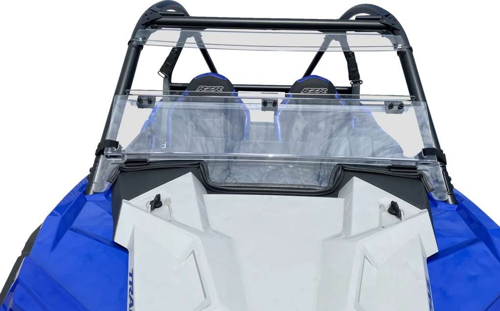 Moose Offroad Full Folding Windshield - Deluxe - V000291-12200M fits RZR Trail - Installation View
