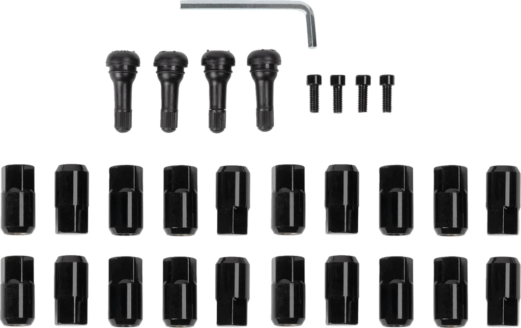 Moose Offroad Lug Nuts with Valve Stems - 12 mm x 1.50 - Black - Flat - 20 Pack SP300MO207B-20 - Main Product View