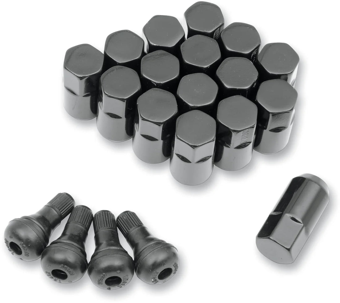 Moose Offroad Lug Nuts with Valve Stems - 12 mm x 1.50 - Black - Tapered - 24 Pack SP300MO207B-24 - Side View
