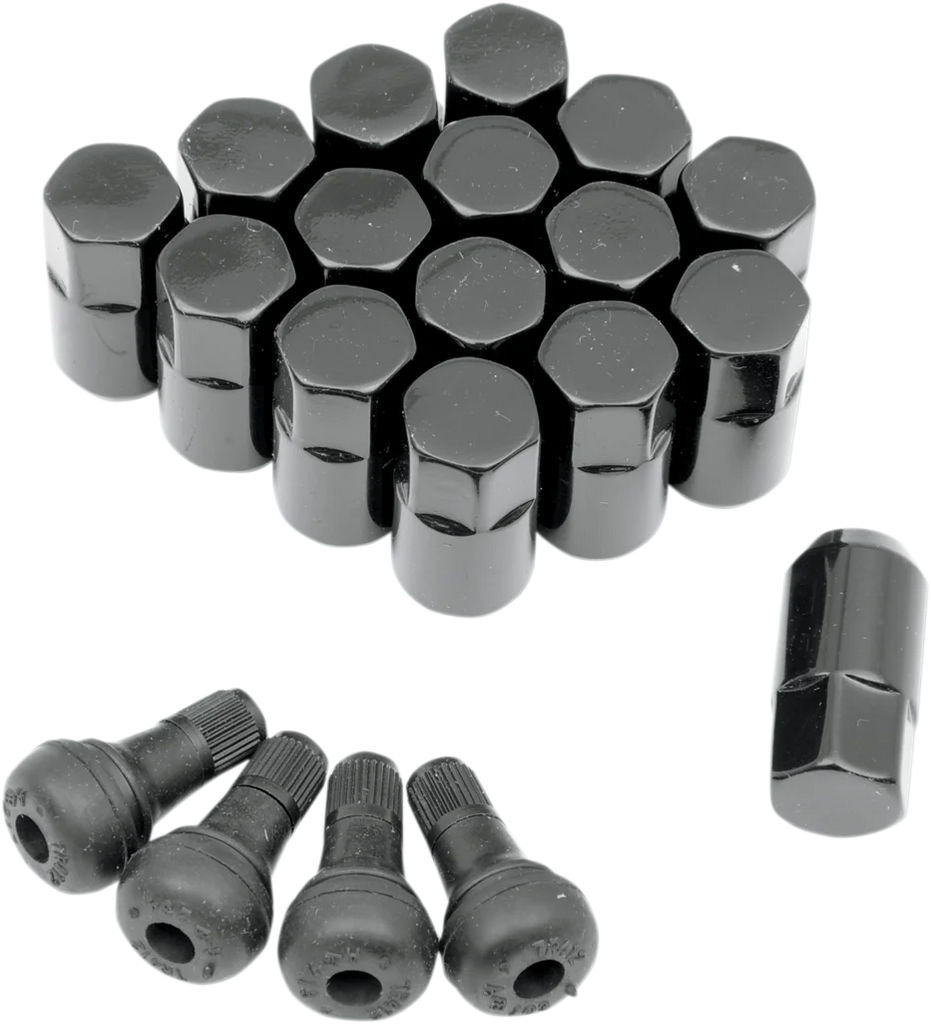 Moose Offroad Lug Nuts with Valve Stems - 3/8"-24 - Black - Tapered - 16 Pack SP300MO201B - Main Product View