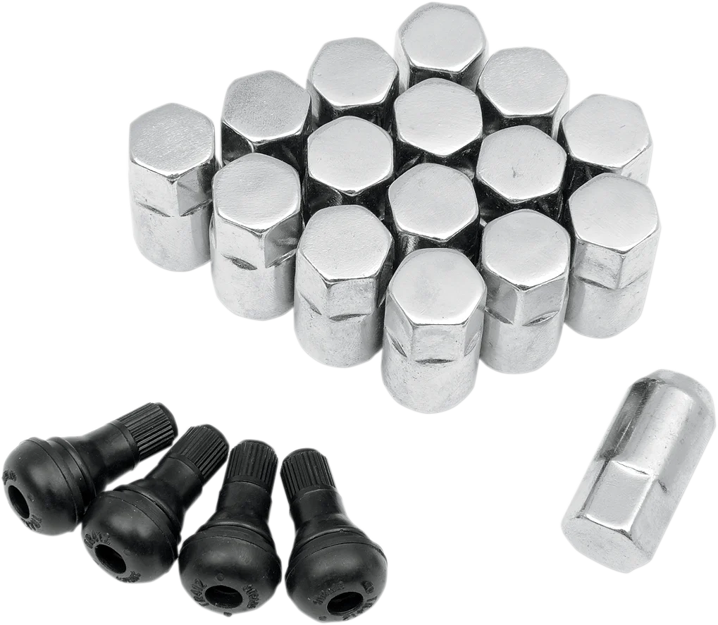 Moose Offroad Lug Nuts with Valve Stems - 3/8"-24 - Chrome - Tapered - 16 Pack SP300MO201 - Main Product View