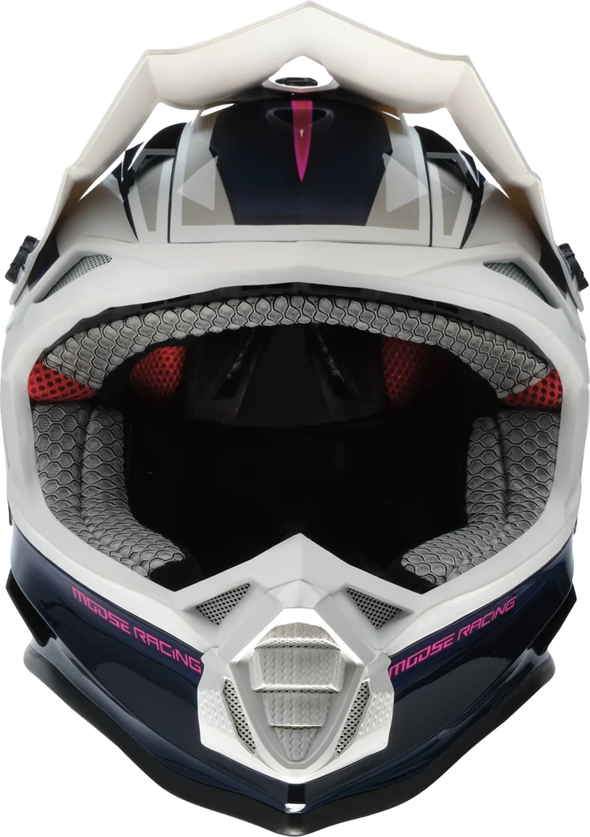 Moose Offroad MR3 Helmet - F.A.F. - White/Navy/Pink - Large 0110-8950 - Back View