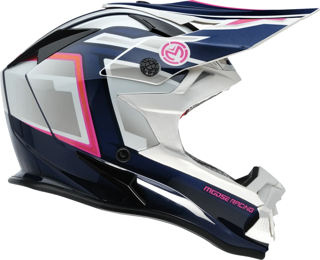 Moose Offroad MR3 Helmet - F.A.F. - White/Navy/Pink - Medium 0110-8949 - Installation View