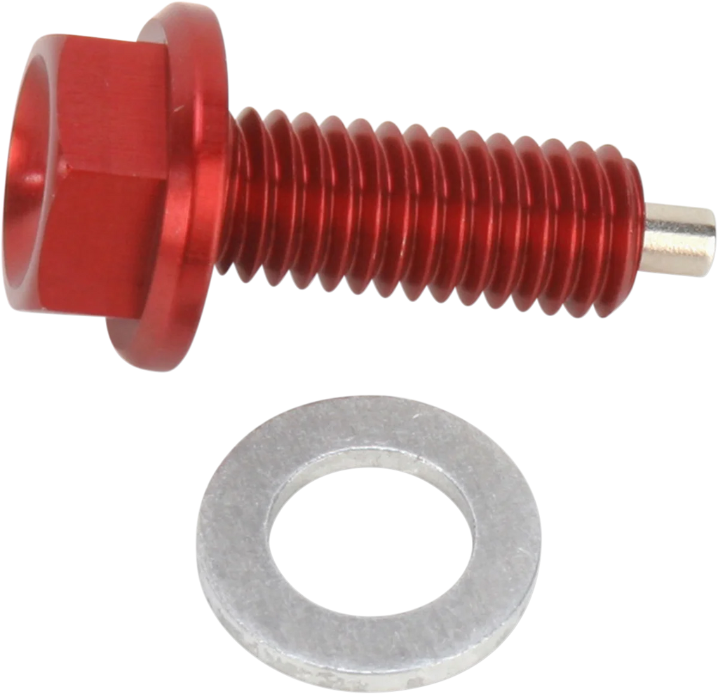 Moose Offroad Magnetic Drain Plug - Red - Yamaha DP107-2 - Side View