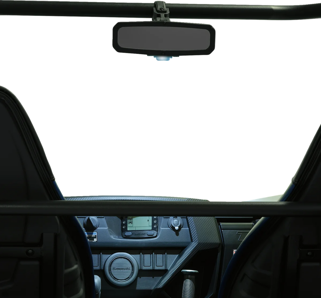 Moose Offroad Mirror - Rear View w/LED Dome Light - Black - UTV UTVMIRCTR-LED-1 - Side View