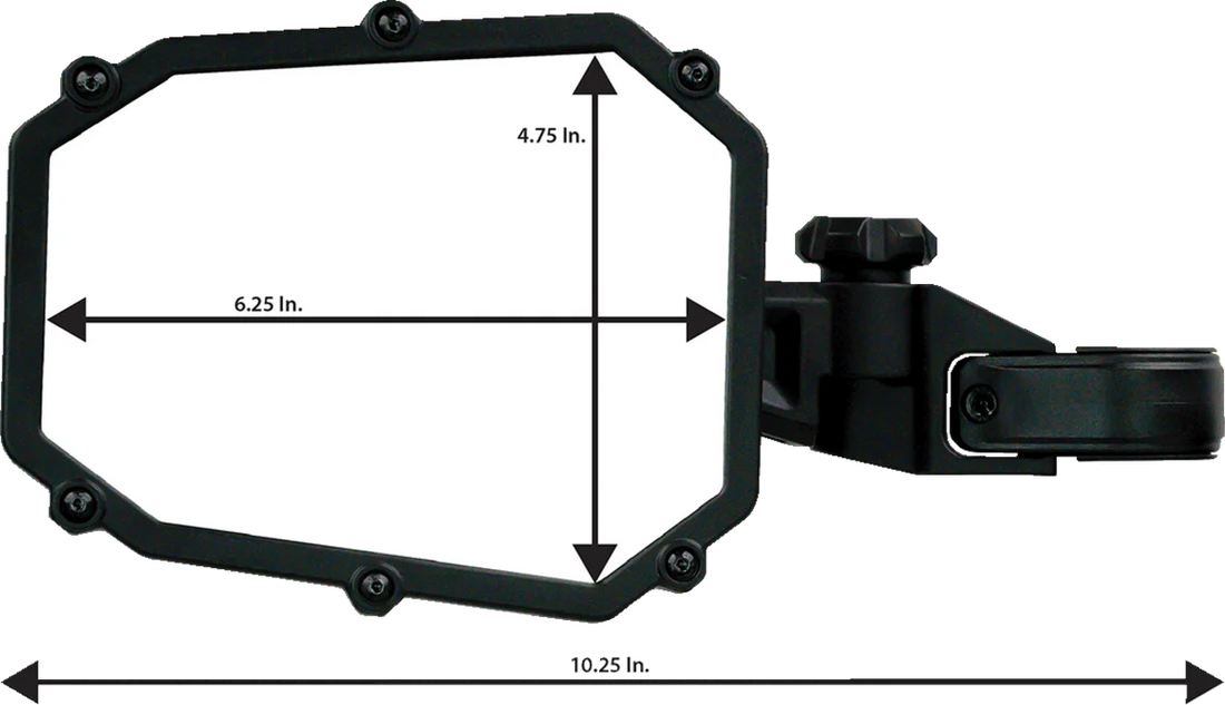 Moose Offroad Mirror - Side View - Octagon - Black MUTVMIR-ES1-CCS - Back View