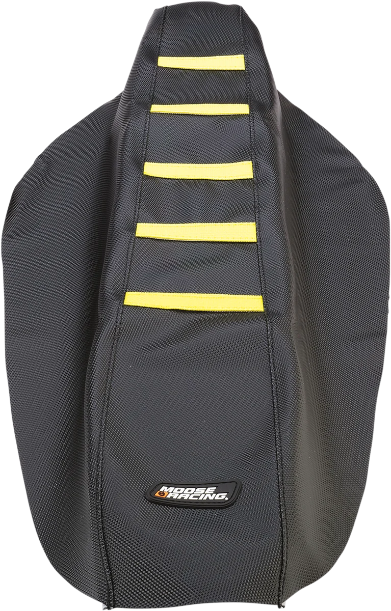 Moose Offroad Ribbed Seat Cover - Black Cover/Yellow Ribs - RMZ45008-331RT fits 2008-2017 Suzuki RMZ450 - Side View