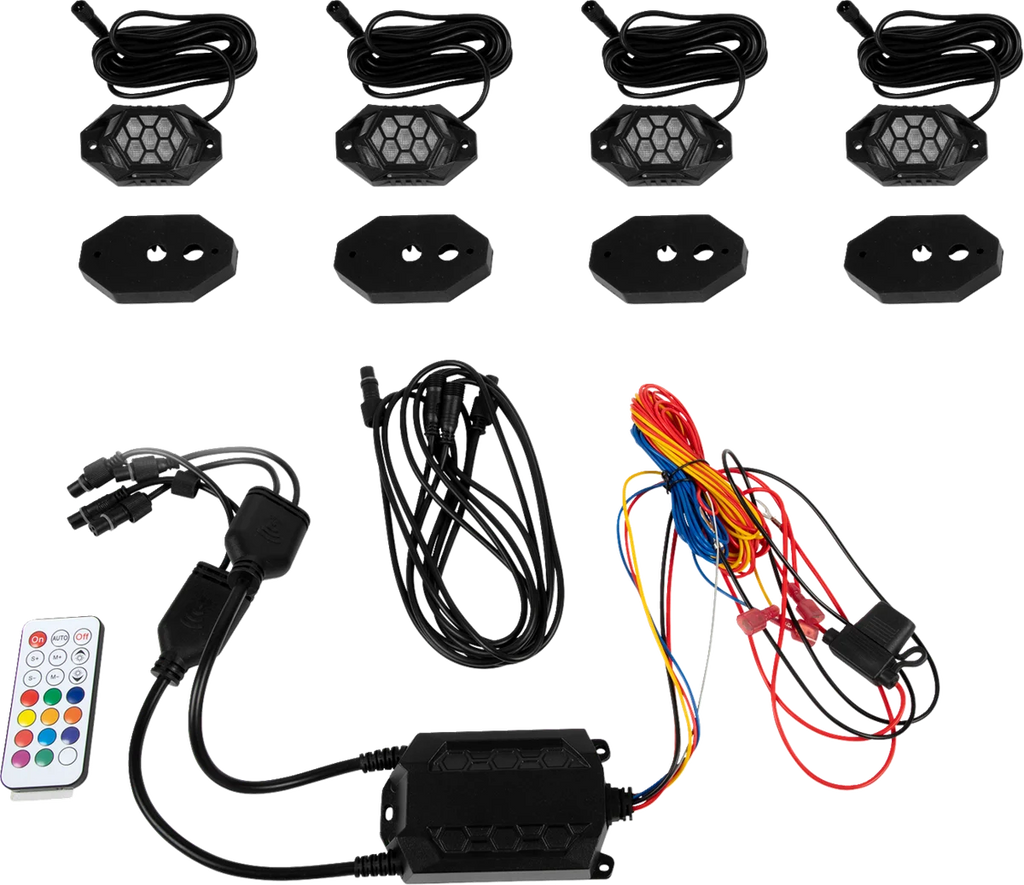 Moose Offroad Rock Light Kit - RGB - 4 Pods 100-3614-PU - Main Product View
