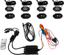 Load image into Gallery viewer, Moose Offroad Rock Light Kit - RGB - 4 Pods 100-3614-PU - Main Product View