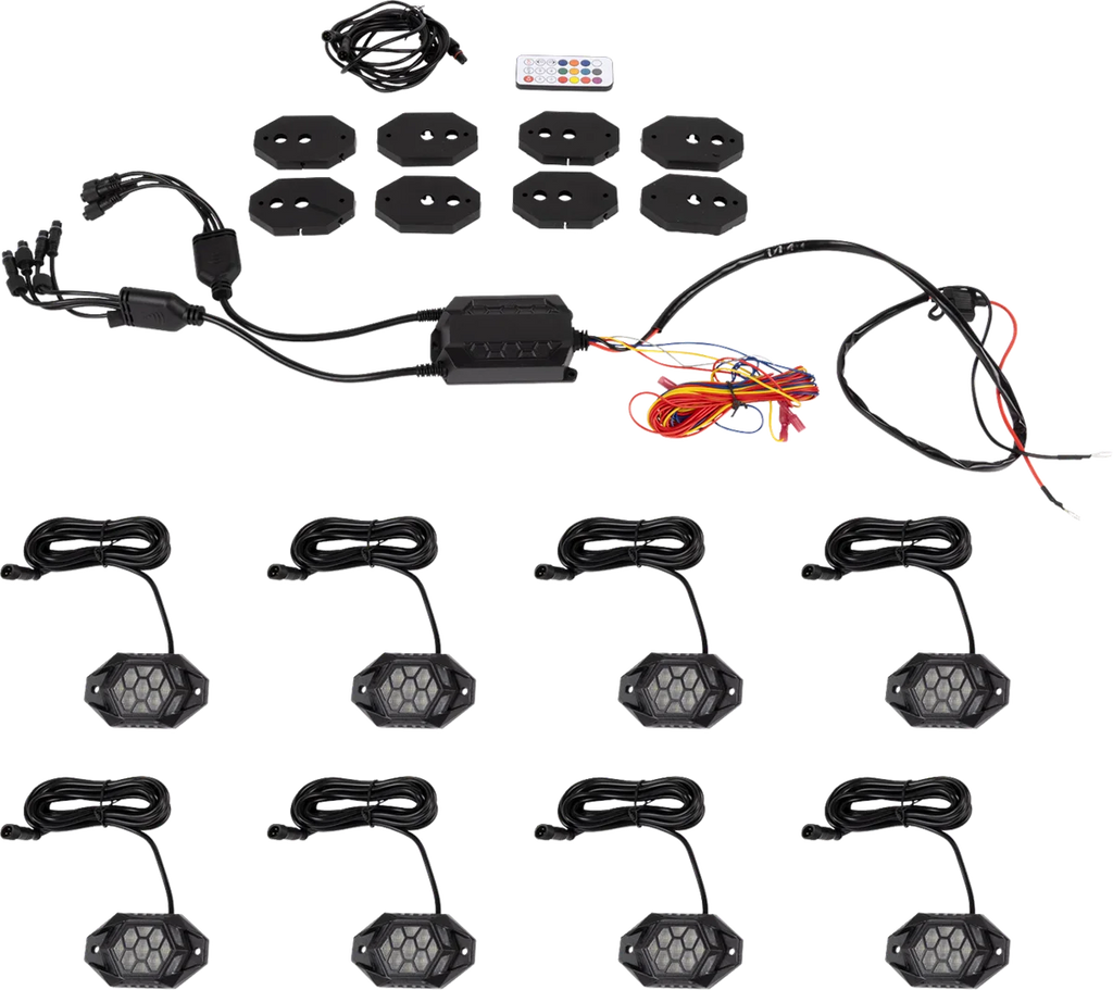 Moose Offroad Rock Light Kit - RGB - 8 Pods 100-3615-PU - Main Product View