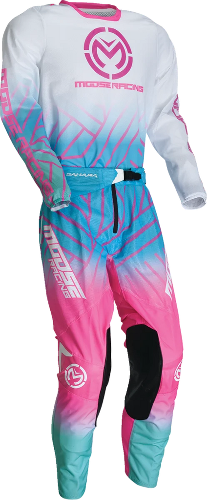 Moose Offroad Sahara Jersey - Pink/Blue/White - Small 29107955 - Side View