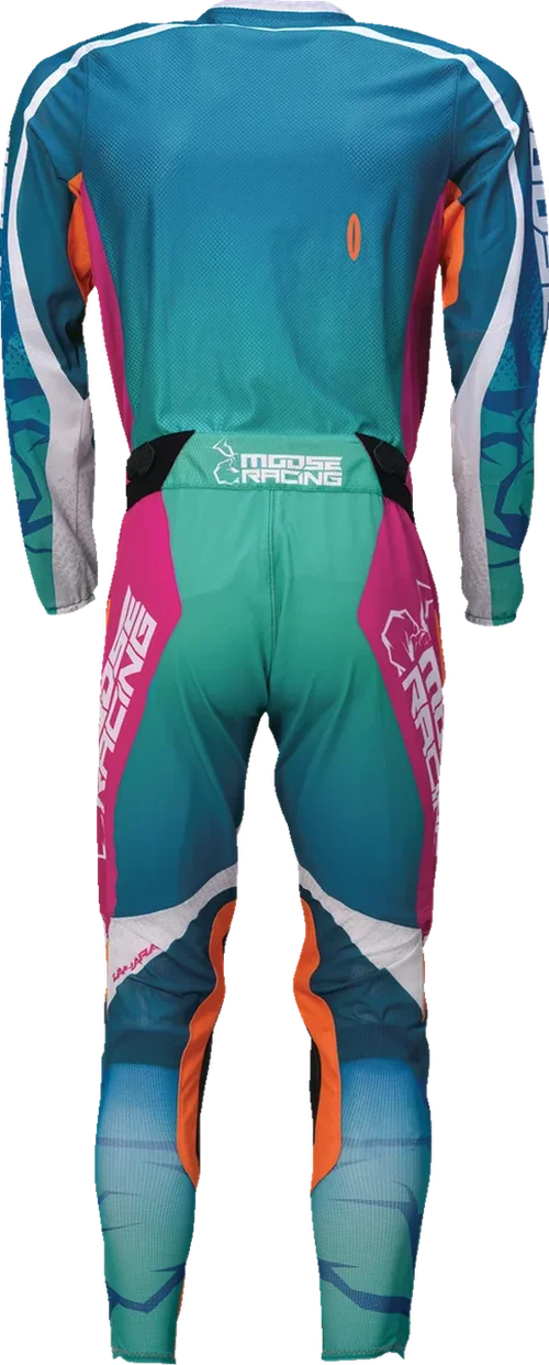 Moose Offroad Sahara Jersey - Teal/Orange/Pink - Medium 2910-8340 - Back View