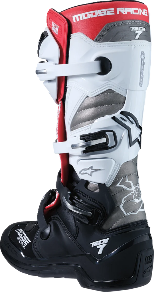 Moose Offroad Tech 7 Boots - Black/White/Red - US 8 0212024-1225-8 - Side View