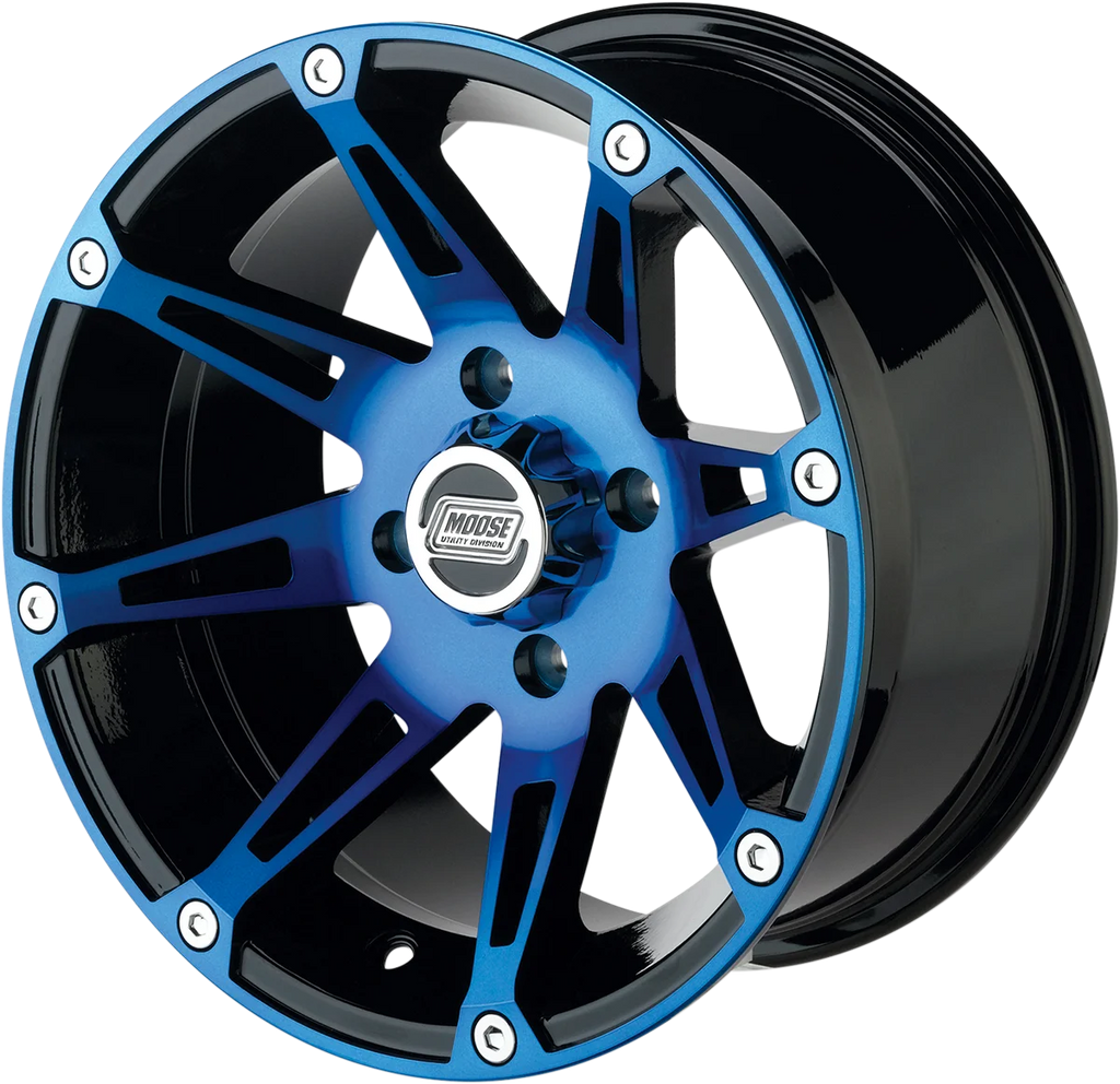 Moose Offroad Wheel - 387X - Front - Anodized Blue/Black - 12x7 - 4/110 - 4+3 387ML127110BWB4 - Side View