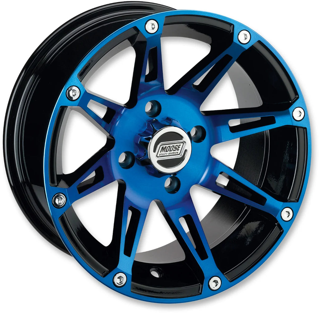 Moose Offroad Wheel - 387X - Front - Anodized Blue/Black - 14x7 - 4/110 - 4+3 387ML147110BWB4 - Main Product View