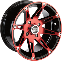 Load image into Gallery viewer, Moose Offroad Wheel - 387X - Front - Anodized Red/Black - 12x7 - 4/110 - 4+3 387ML127110BWR4 - Main Product View