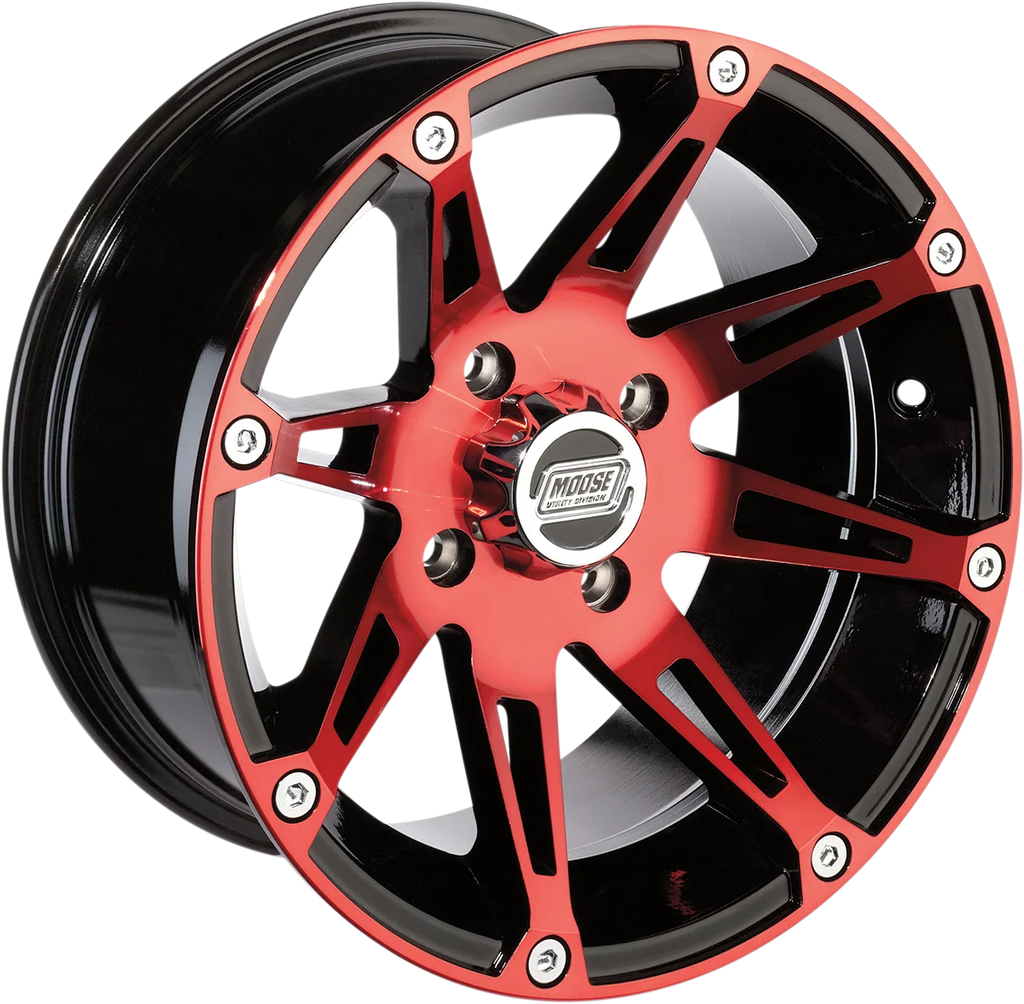Moose Offroad Wheel - 387X - Front - Anodized Red/Black - 14x7 - 4/110 - 4+3 387ML147110BWR4 - Main Product View