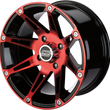 Load image into Gallery viewer, Moose Offroad Wheel - 387X - Front - Anodized Red/Black - 14x7 - 4/156 - 4+3 387MO147156BWR4 - Side View