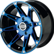 Load image into Gallery viewer, Moose Offroad Wheel - 387X - Rear - Anodized Blue/Black - 14x8 - 4/110 - 4+4 387ML148110BWB4 - Side View