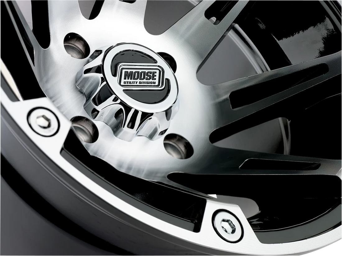 Moose Offroad Wheel - 387X - Rear - Machined Black - 12x8 - 4/110 - 4+4 387ML128110BW4 - Side View