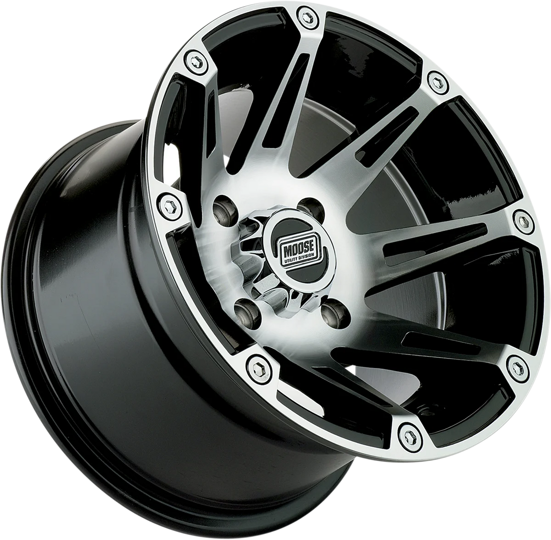 Moose Offroad Wheel - 387X - Rear - Machined Black - 12x8 - 4/156 - 4+4 387MO128156BW4 - Side View