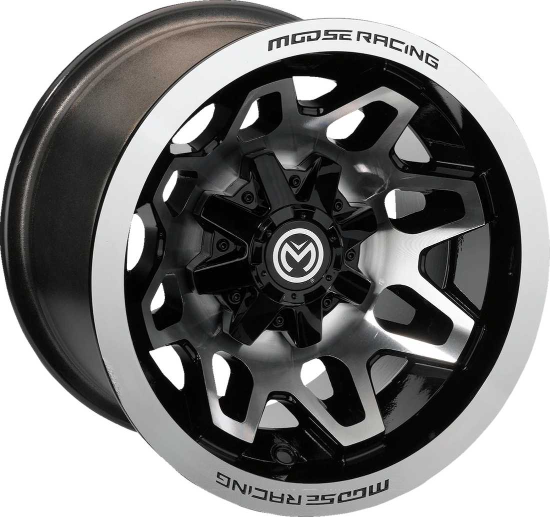 Moose Offroad Wheel - 416X - Front/Rear - Machined Black - 12x7 - 4/156 - 4+3 416M127156GBMF4 - Side View